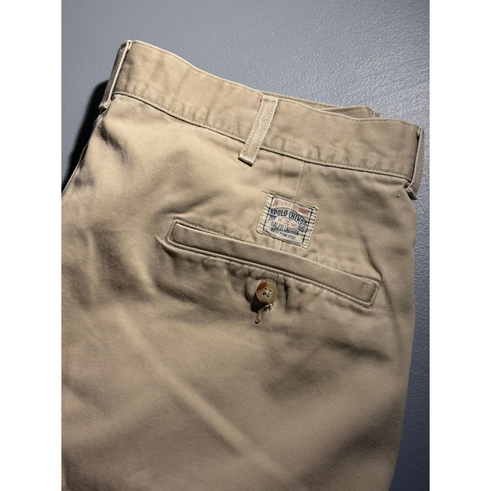 Polo Ralph Lauren Vintage Pleated Chino Pants Mens 34x34 Tan Khaki Cotton Twill